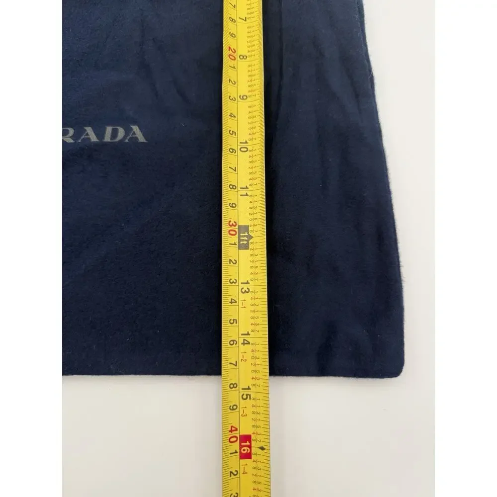 Authentic Prada Dark Navy Flannel Drawstring Dust Bag Cards RFID Set 14.5